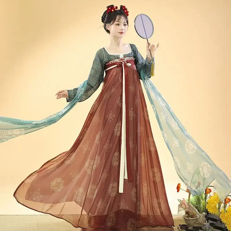 Tang Dynasty Chinese Style Vintage Fairy Hanfu Dress Ancient Traditional Floral Print Princess Costumes Female Sweet Dance Dress
Tang Dynasty Chinese Style Vintage Fairy Hanfu Dress Ancient Traditional Floral Print Princess Costumes Female Sweet Dance Dress