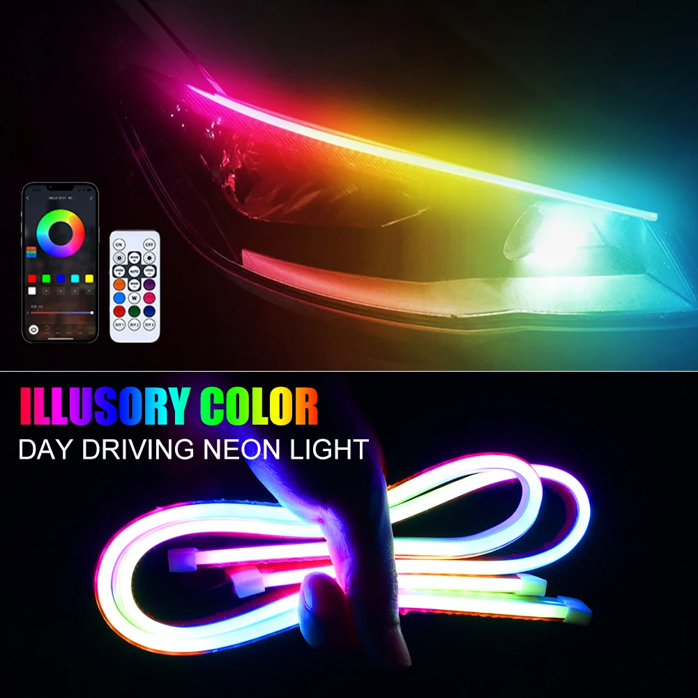 2Pcs Car LED Neon Light DRL RGB Daytime Running Light APP&Remote Control Taillight Strip Colorful Flowing Turn Signal Waterproof
2Pcs Car LED Neon Light DRL RGB Daytime Running Light APP&Remote Control Taillight Strip Colorful Flowing Turn Signal Waterproof