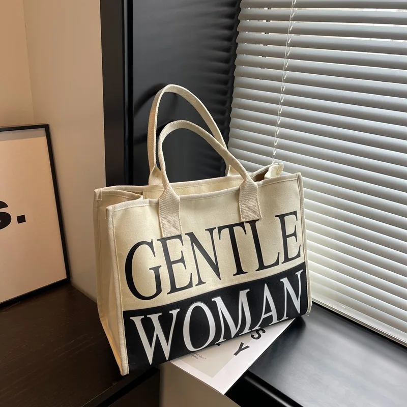 

Gentle Women Totes Canvas Big Bag Leisure Storage Mummy Bag Large Capacity Handbag Commute Shoulder Messenger Bag Zipper Satchel