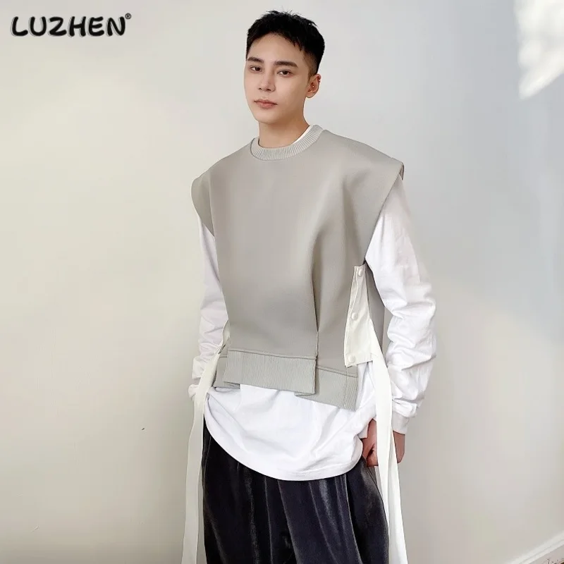 LUZHEN Korean Tide Personalized Ribbon Round Neck Men Vest Trendy Autumn Fashionable Pullover Niche Design Grey Waistcoat Ec419d
LUZHEN Korean Tide Personalized Ribbon Round Neck Men Vest Trendy Autumn Fashionable Pullover Niche Design Grey Waistcoat Ec419d