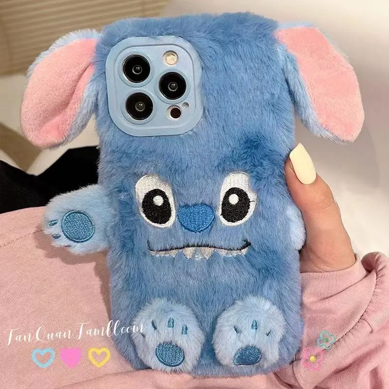 

Plush Cute Stitch Phone Case Cartoon Iphone14 Iphone 13 Protect Case 12 All Inclusive 11 Soft Shell Silica Gel Cell Phone Decor