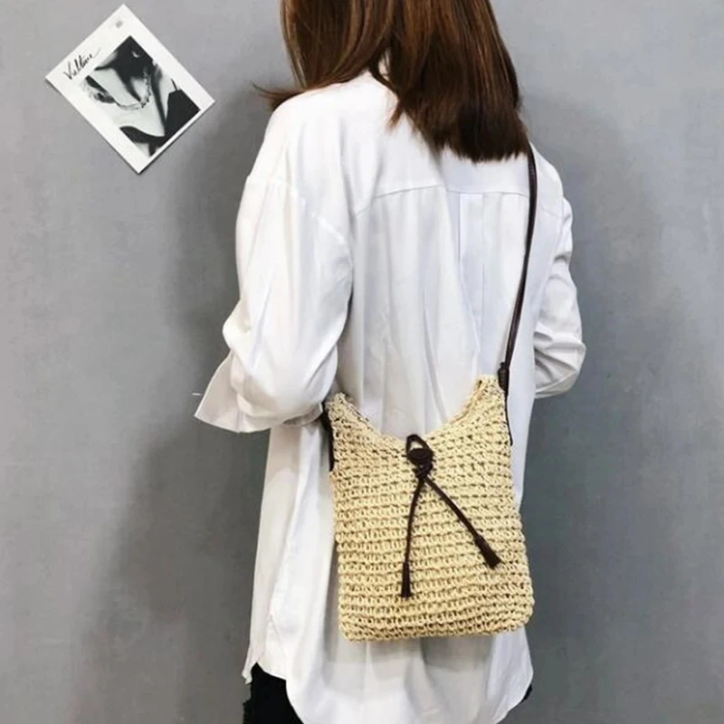 Travel Wicker Crossbody Tote - Hand Woven Bohemian Beach Shoulder Bag 3 Sad11fbb2e8404920be1f1c7de9df7966Q