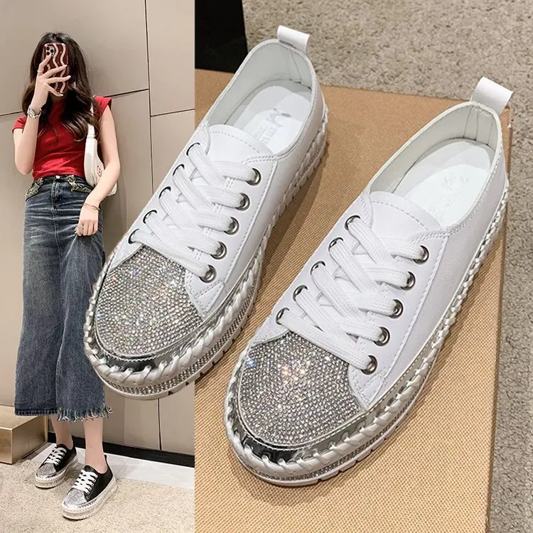 Gorgeous Flash Rhinestone Loafers Retro Round Head Lace-Up Thick Baseplate Shoes Casual Versatile Large Size Women's Sneakers
Gorgeous Flash Rhinestone Loafers Retro Round Head Lace-Up Thick Baseplate Shoes Casual Versatile Large Size Women's Sneakers