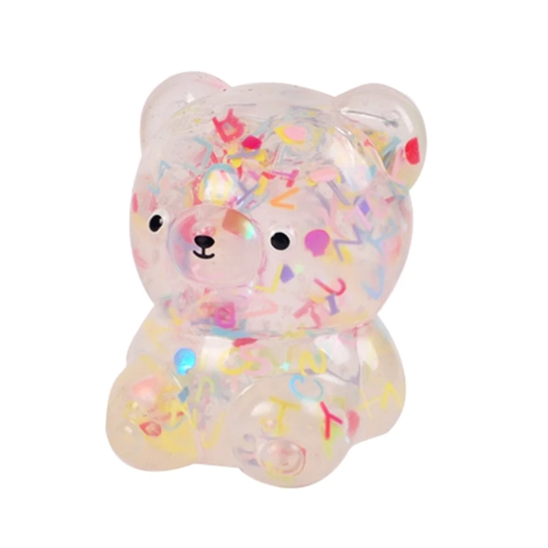 

Glittering Hand Squeeze Bear Squishy Toy for Decompressing Soft TPR Toy AntiStress MochiToy Stress Reliever Kids Reward