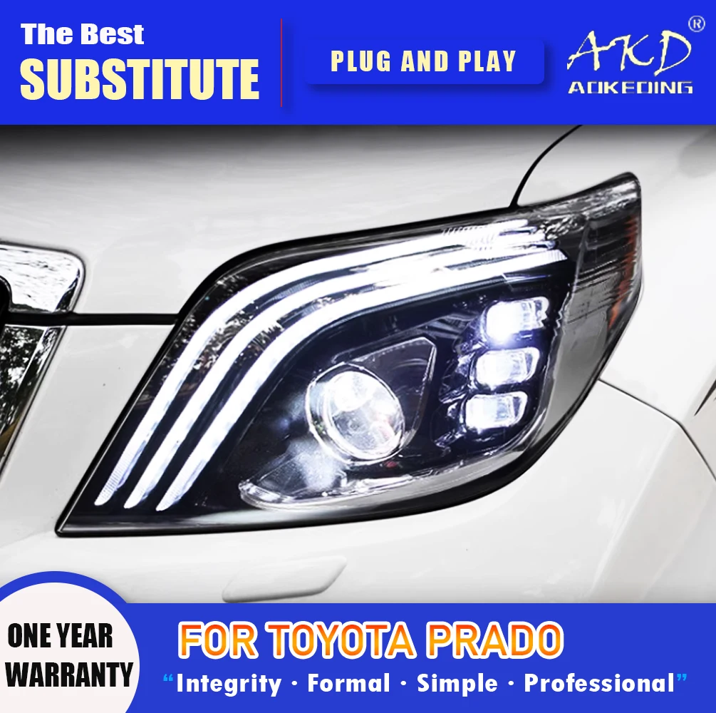

AKD Head Lamp for Toyota Prado LED Headlight 2010-2013 Headlights Prado DRL Turn Signal High Beam Angel Eye Projector Lens