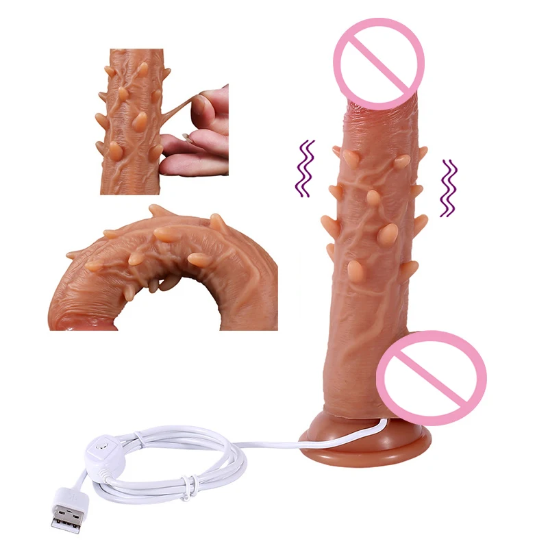 

USB Vibrating Realistic Dildo Thick Penis Cock Sex Toys Dildo Vibrator for Women Masturbation Vagina G-Spot Stimulator Massager