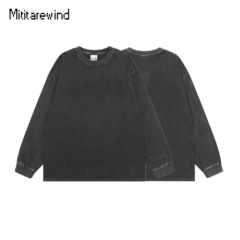 Washed Distressed Long Sleeve T-shirts 250g Heavy Weight Tshirt Men Pure Cotton Loose High Street Solid Color Oversized T Shirt
Washed Distressed Long Sleeve T-shirts 250g Heavy Weight Tshirt Men Pure Cotton Loose High Street Solid Color Oversized T Shirt