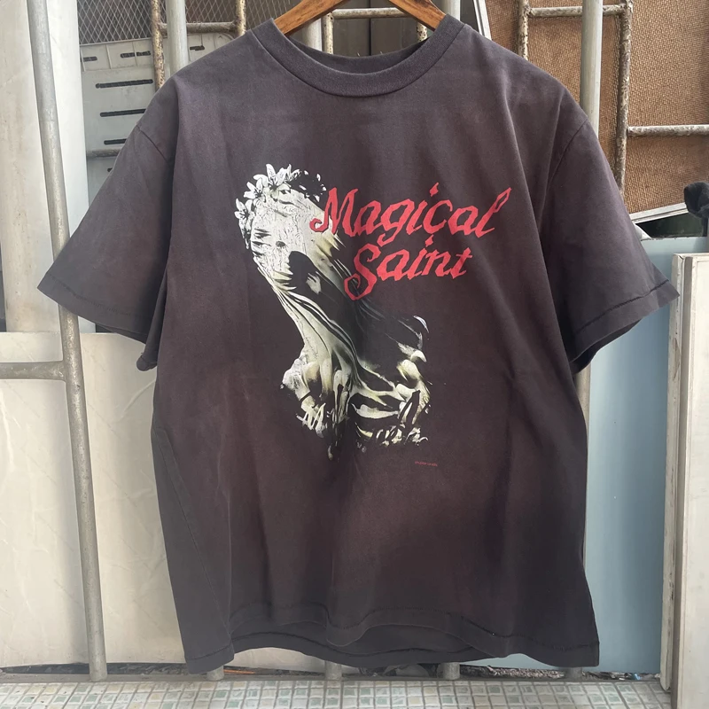 

Футболка Мужская/женская с надписью, винтажная потертая черная футболка в стиле хип-хоп, Повседневная Свободная рубашка в стиле рок, с коротким рукавом, реальное фото