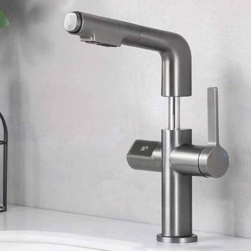 New Digital Display Bathroom Basin Faucet Pull out Basin Tap Hot Cold Bathroom Kitchen Faucet Brass Deck Mount Sink Mixer Tap
New Digital Display Bathroom Basin Faucet Pull out Basin Tap Hot Cold Bathroom Kitchen Faucet Brass Deck Mount Sink Mixer Tap