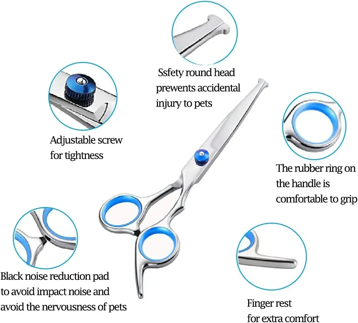 

5 портативных безопасных ножниц с круглым наконечником для ухода за домашними животными шт./набор стальные ножницы для собак Ножницы Для Стрижки домашних животных 6 наборов из нержавеющей стали
