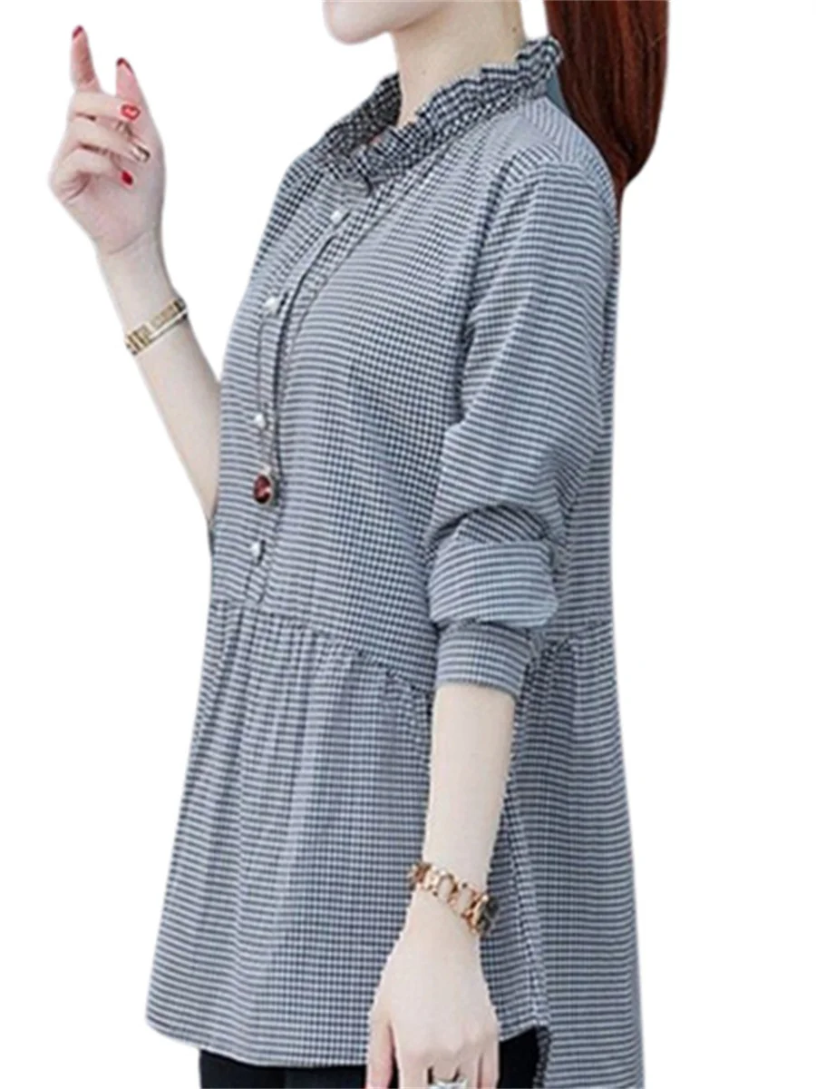 Women Spring Summer Blouses Shirts Lady Fashion Casual Long Sleeve O-Neck Collar Striped Plaid Tops WY0334
Women Spring Summer Blouses Shirts Lady Fashion Casual Long Sleeve O-Neck Collar Striped Plaid Tops WY0334