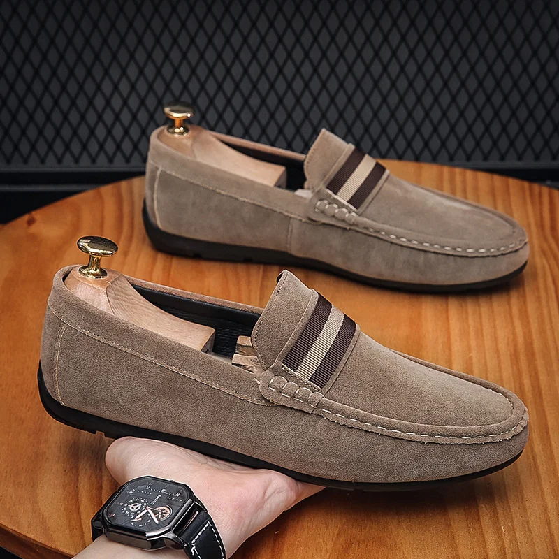 

Male Walking Shoes Slip-on Casual Loafers Spring Men's Shoe Suede Loafers For Men Soft Driving Moccasins High Quality Flats