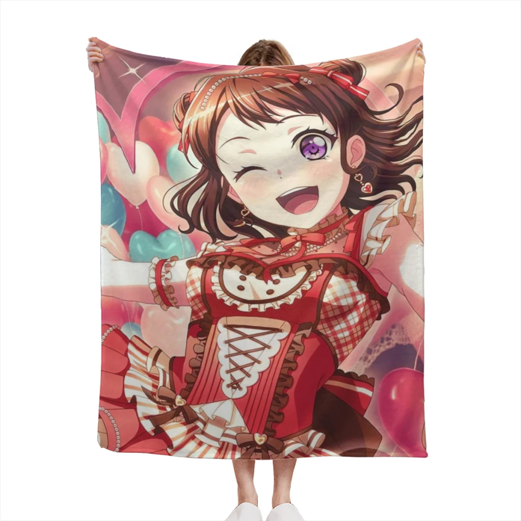 

Poppin PartyKawaii Japanese Anime Cute Light Blanket Flannel Warm Soft Extra Soft Throw Office Nap Sleep