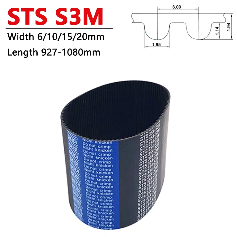 

Резиновый Ремень ГРМ STS S3M, длина 927 мм-1080 мм, ширина 6 10 15 20 мм, замкнутая петля, синхронный ремень, шаг 3 мм, 1 шт.