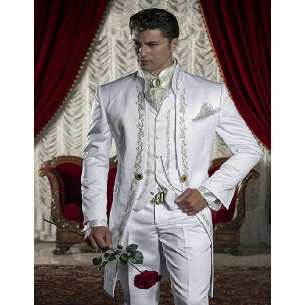 Suits For Men Tuxedo White Terno Wedding Blazer Elegant Embroidery Single Breasted Stand Lapel Jacket Pants Vest 3 Pcs Slim FIt
Suits For Men Tuxedo White Terno Wedding Blazer Elegant Embroidery Single Breasted Stand Lapel Jacket Pants Vest 3 Pcs Slim FIt