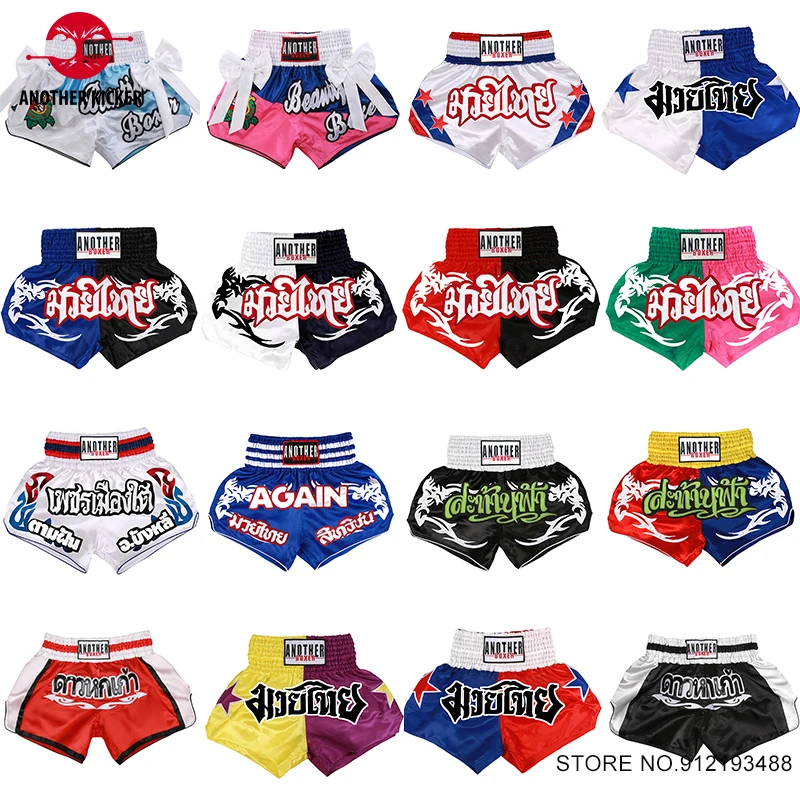 

Muay Thai Shorts Women Men Child Boxing Training Shorts 2024 New Satin Fabric Martial Arts Grappling Kickboxing Cage Fight Gear