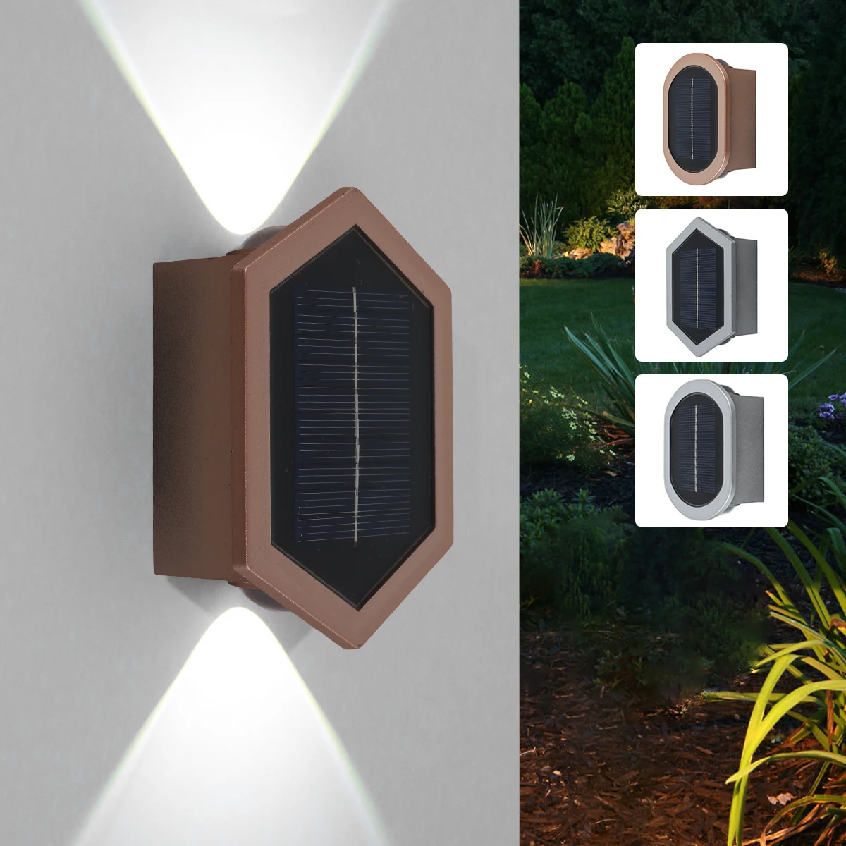 

LED Solar Wall Light IP65 Waterproof Landscape Fence Lights Up and Down Lighted Wall Sconce for Garden Patio Porch Backyard 2023
