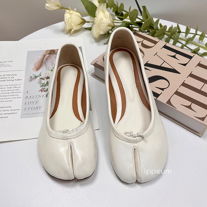 

IPPEUM Women Ballet Flats White Leather Buckle Mary Janes 2024 New Fashion Summer Shoes Ballerina