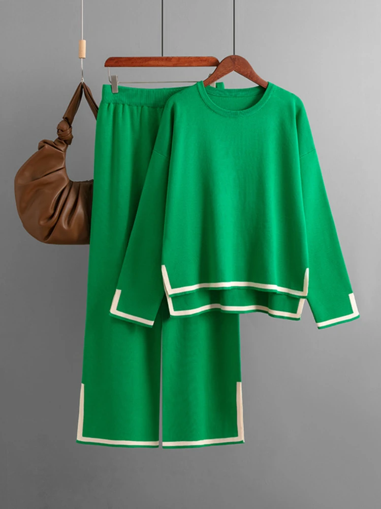 2 Piece Sets Womens Outfits 2023 Autumn/Winter Solid Split Long Sleeve Pullover High Waist Wide Leg Pant Set Knitted Sweater Set
2 Piece Sets Womens Outfits 2023 Autumn/Winter Solid Split Long Sleeve Pullover High Waist Wide Leg Pant Set Knitted Sweater Set