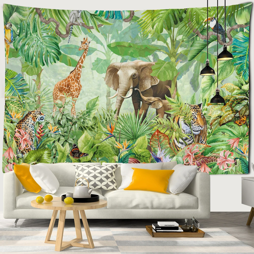 

Tropical jungle animal tapestry wall hanging aesthetics home decor tapestries beach towel yoga mat blanket tablecloth tapestry