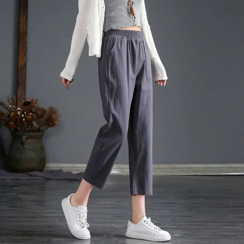 Women Summer Pants Cotton Linen Casual Comfort Fashion Vintage Solid Haren Pants Loose High Waist Korean All-match 9 Pants
Women Summer Pants Cotton Linen Casual Comfort Fashion Vintage Solid Haren Pants Loose High Waist Korean All-match 9 Pants