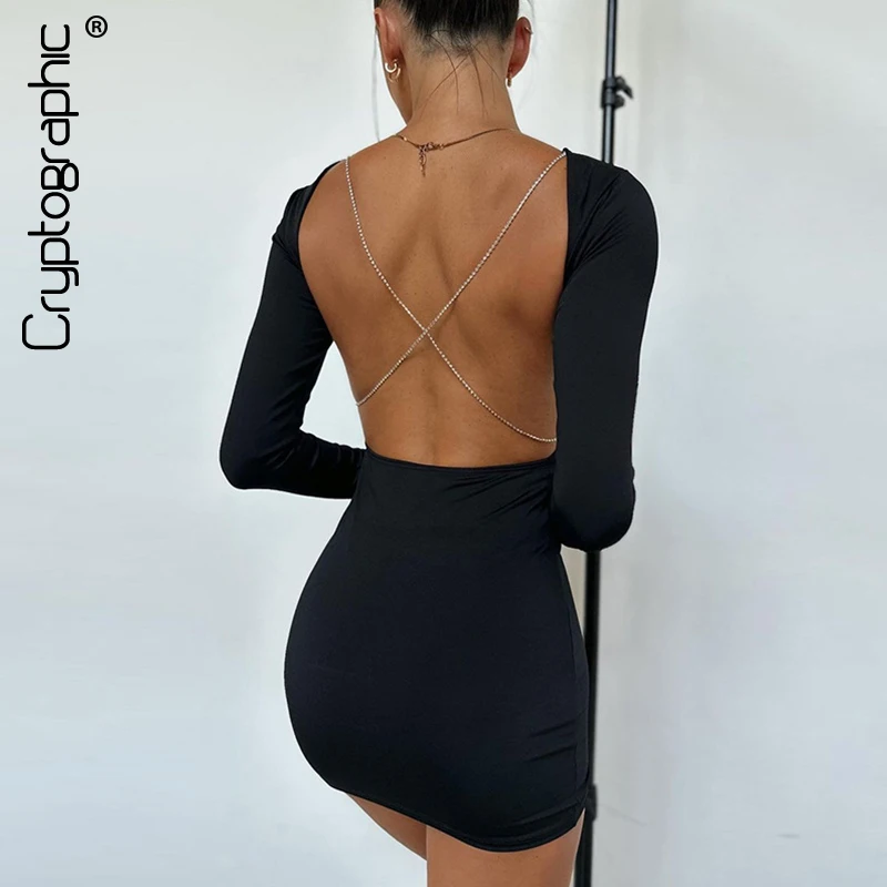 Cryptographic Fashion Slinky Sexy Backless Chain Mini Dresses Party Club Outfits for Women Elegant Long Sleeve Bodycon Dresses
Cryptographic Fashion Slinky Sexy Backless Chain Mini Dresses Party Club Outfits for Women Elegant Long Sleeve Bodycon Dresses
