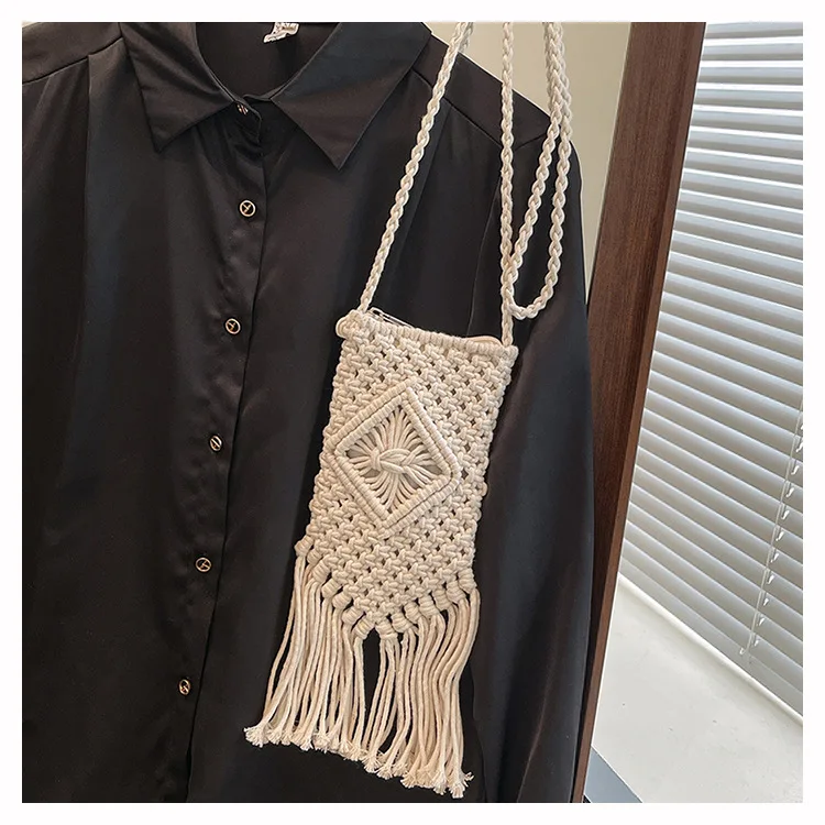 Handwoven Cotton Crossbody Bag - Hollow Straw Design 18 Sad2a4028f7af433a9f577e1973b1692as