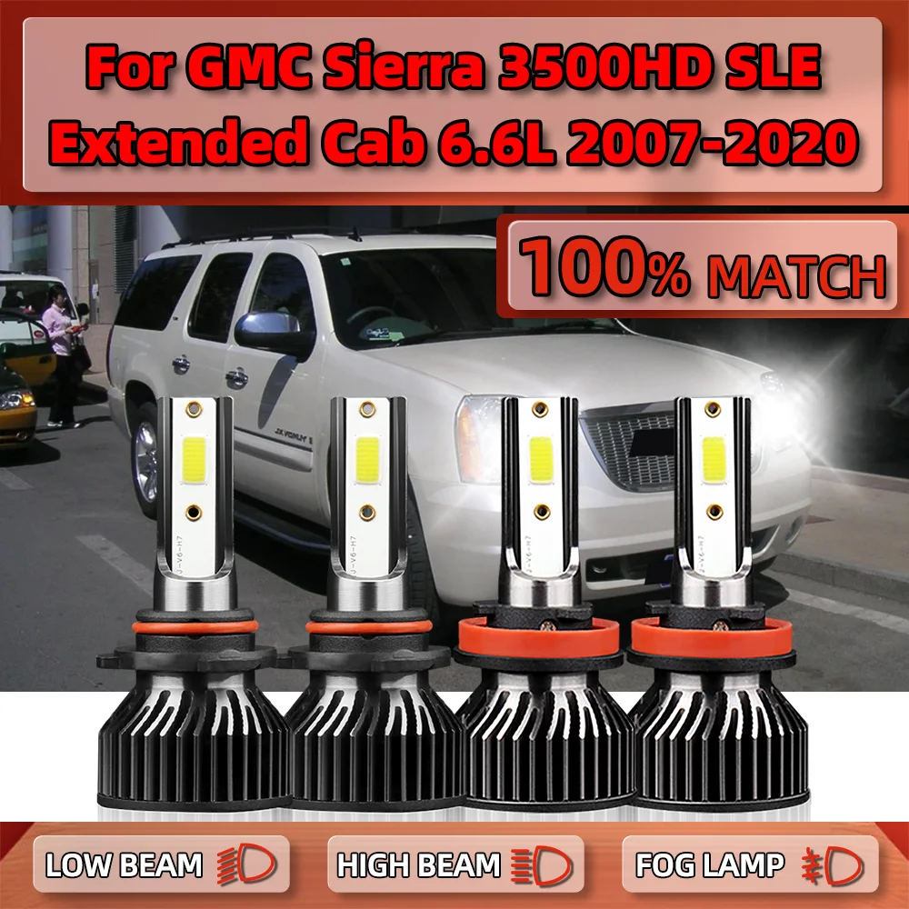 

Canbus LED Headlight Bulbs 240W 40000LM Turbo Auto Lamps 6000K White 12V For GMC Sierra 3500HD SLE Extended Cab 6.6L 2007-2020