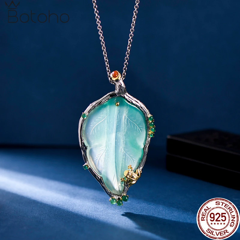 Natural Green Chalcedony Leaf 925 Silver Big Pendant For Women Vintage Luxury Gemstone Pendnats For Sweater Necklace
Natural Green Chalcedony Leaf 925 Silver Big Pendant For Women Vintage Luxury Gemstone Pendnats For Sweater Necklace