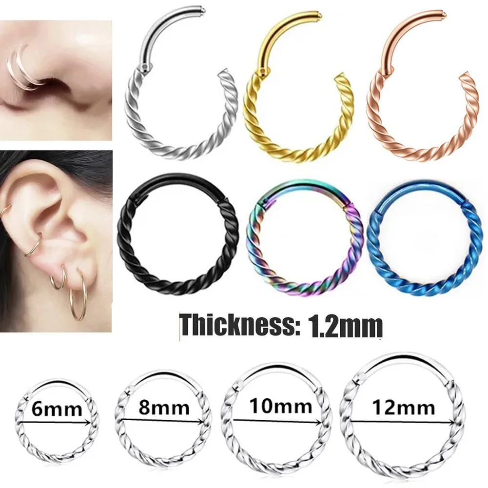 

Surgical Steel Small Twist Nose Rings Body Clips Hoop 16G Tragus Septum Cartilage Piercing Jewelry For Women Men Girl Gift