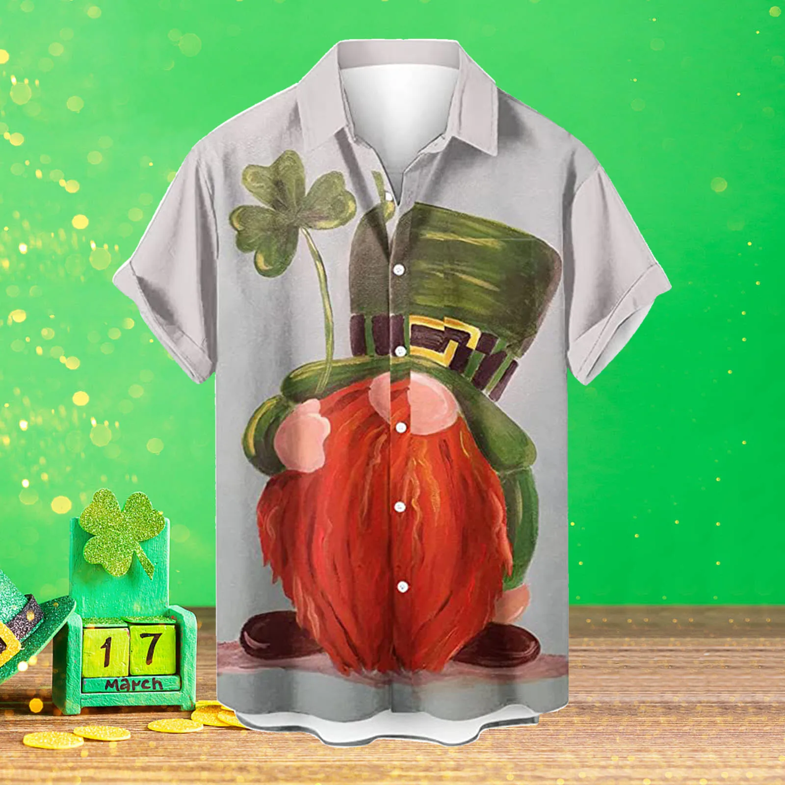 Men's shirt St-Patrick-Day shirts Short-Sleeve Blouses Irish festival Tops Green luxury Clover Graphic lapel-neck summer camisas
Men's shirt St-Patrick-Day shirts Short-Sleeve Blouses Irish festival Tops Green luxury Clover Graphic lapel-neck summer camisas