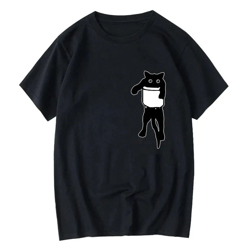 

XINYI funny personality pocket cat print fashion street wear trend cool casual Harajuku summer men women universal T-shirt