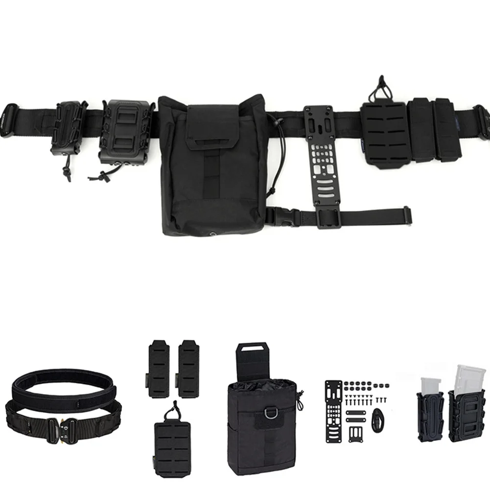 

Tactical Battle Belts with Dump Pouch & 5.56/9mm Pouch & Modular Holster Adaptor, 2" Quick Release Molle Duty Belt Set