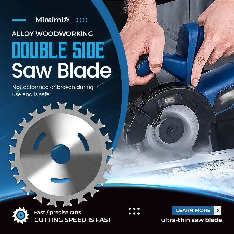 Mintiml® Alloy Woodworking Double Side Saw Blade 20 T Ultra-thin Carbide Cutting Blade Multi Purp Circular Saw Blade 4inch
Mintiml® Alloy Woodworking Double Side Saw Blade 20 T Ultra-thin Carbide Cutting Blade Multi Purp Circular Saw Blade 4inch