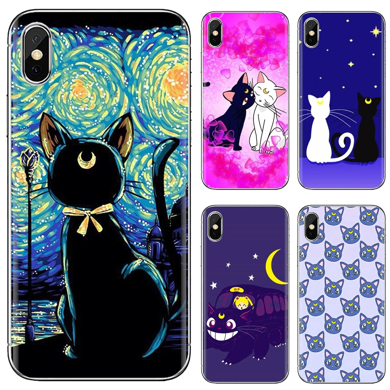 For Huawei P50 P30 P40 P20 P8 P9 P10 Lite Pro 2016 2017 P Smart Plus 2019 Luna Cat Sailor Moon Rubber Silicone Cases Covers |