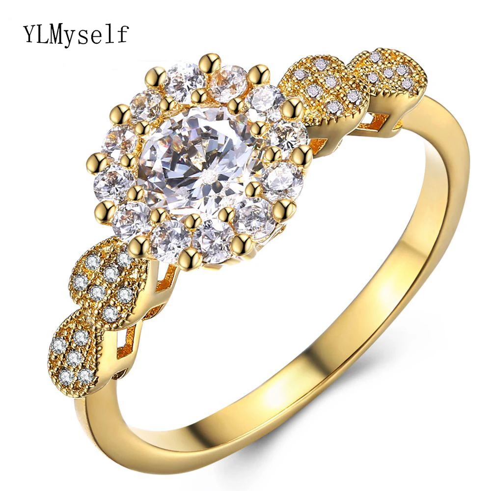 

Elegant Round CZ Ring Heart Design Copper Metal with Real Rhodium/Gold plating Fast Delivery Lovely Jewelry jewellery For Women