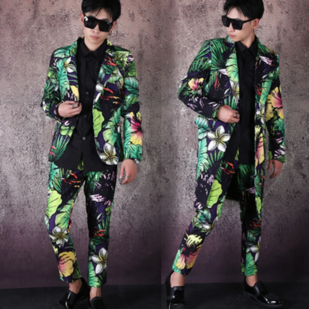 Youth Fashion Green Plant Printing Spring and Autumn Style Nightclub Bar Hairdresser Performs Casual Suit Set 017
Youth Fashion Green Plant Printing Spring and Autumn Style Nightclub Bar Hairdresser Performs Casual Suit Set 017