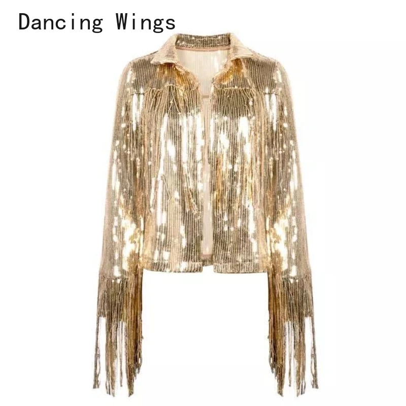 Women Tassel Sequin Jacket 2024 Summer Autumn Streewear Long-sleeved Silver Reflective Jacket Women Outwear Tops
Women Tassel Sequin Jacket 2024 Summer Autumn Streewear Long-sleeved Silver Reflective Jacket Women Outwear Tops