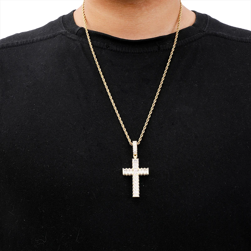 

Corss Necklaces Gold Plates Pendants Cubic Zircon Hip Hop Jewelry Personalized Men Chain 2022 Trend