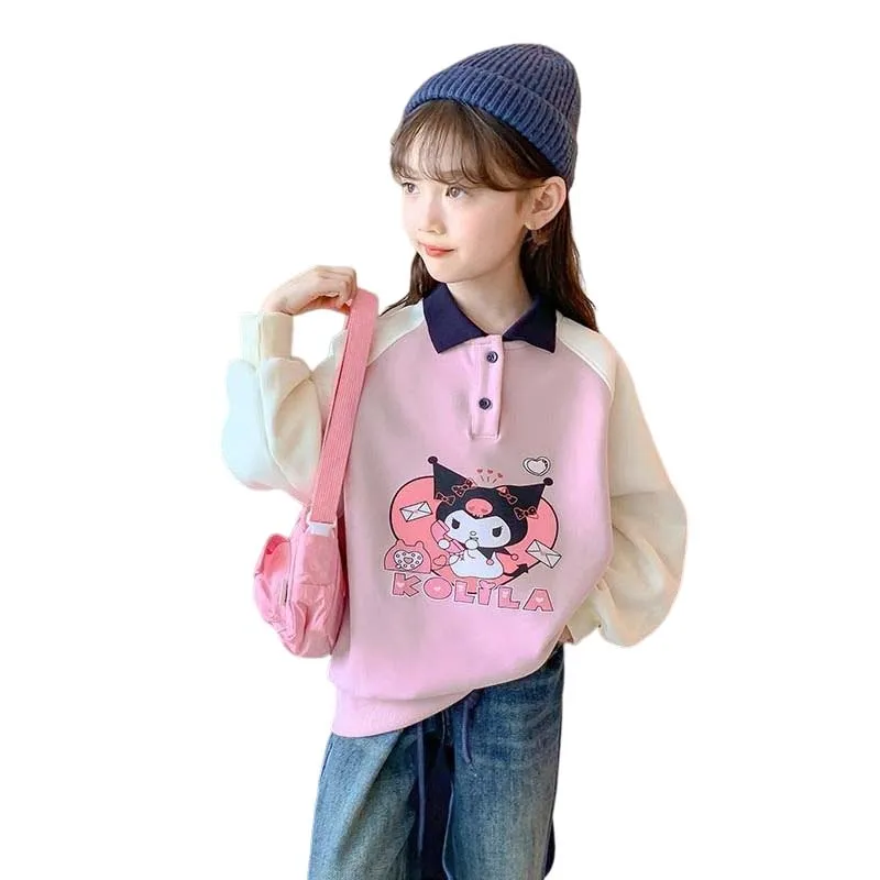 Детская толстовка Sanrio с мультяшным принтом Kuromi, Детская толстовка с воротником-поло, Осенний теплый топ с длинными рукавами, детский подарок
Детская толстовка Sanrio с мультяшным принтом Kuromi, Детская толстовка с воротником-поло, Осенний теплый топ с длинными рукавами, детский подарок