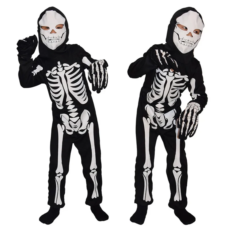 

Детский карнавальный костюм на Хэллоуин, костюм со скелетом, черепом, комбинезон для косплея, одежда со страшными костяшками, карнавальные костюмы на Хэллоуин для детей