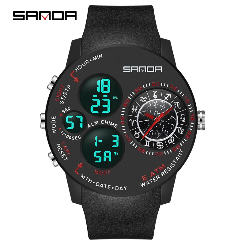 SANDA Japan Digital Movement Sport Digital Watch For Men 50M Waterproof Watch Shockproof Clock Creative 12 Constellation Dial
SANDA Japan Digital Movement Sport Digital Watch For Men 50M Waterproof Watch Shockproof Clock Creative 12 Constellation Dial