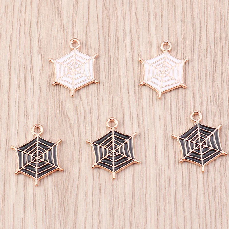 

10pcs Cute Enamel Halloween Cobweb Spider Web Charms Pendants for Making Handmade Earrings Necklace DIY Bracelet Jewelry Finding