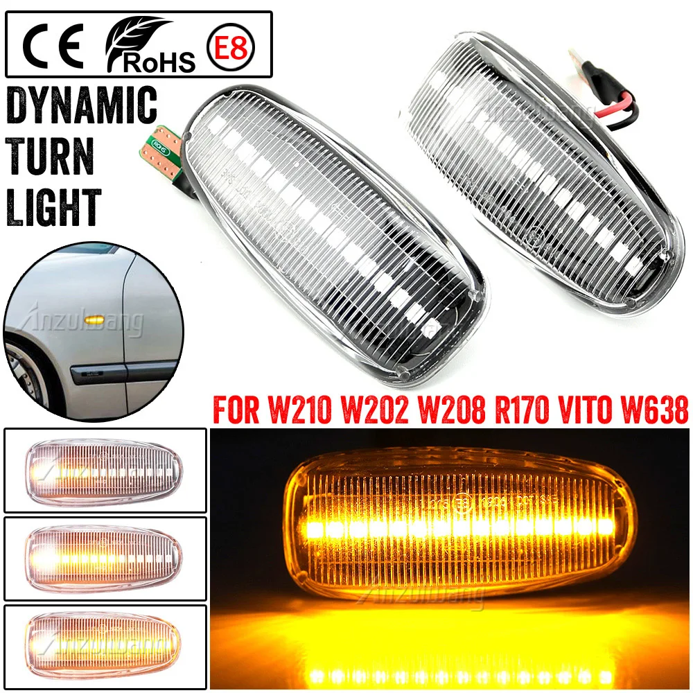 Dynamic LED Streamer Turn Signal Side Marker Lamp Sequential Flashing Light For Mercedes-BENZ E-Class W210 C-Class W202 W208
Dynamic LED Streamer Turn Signal Side Marker Lamp Sequential Flashing Light For Mercedes-BENZ E-Class W210 C-Class W202 W208