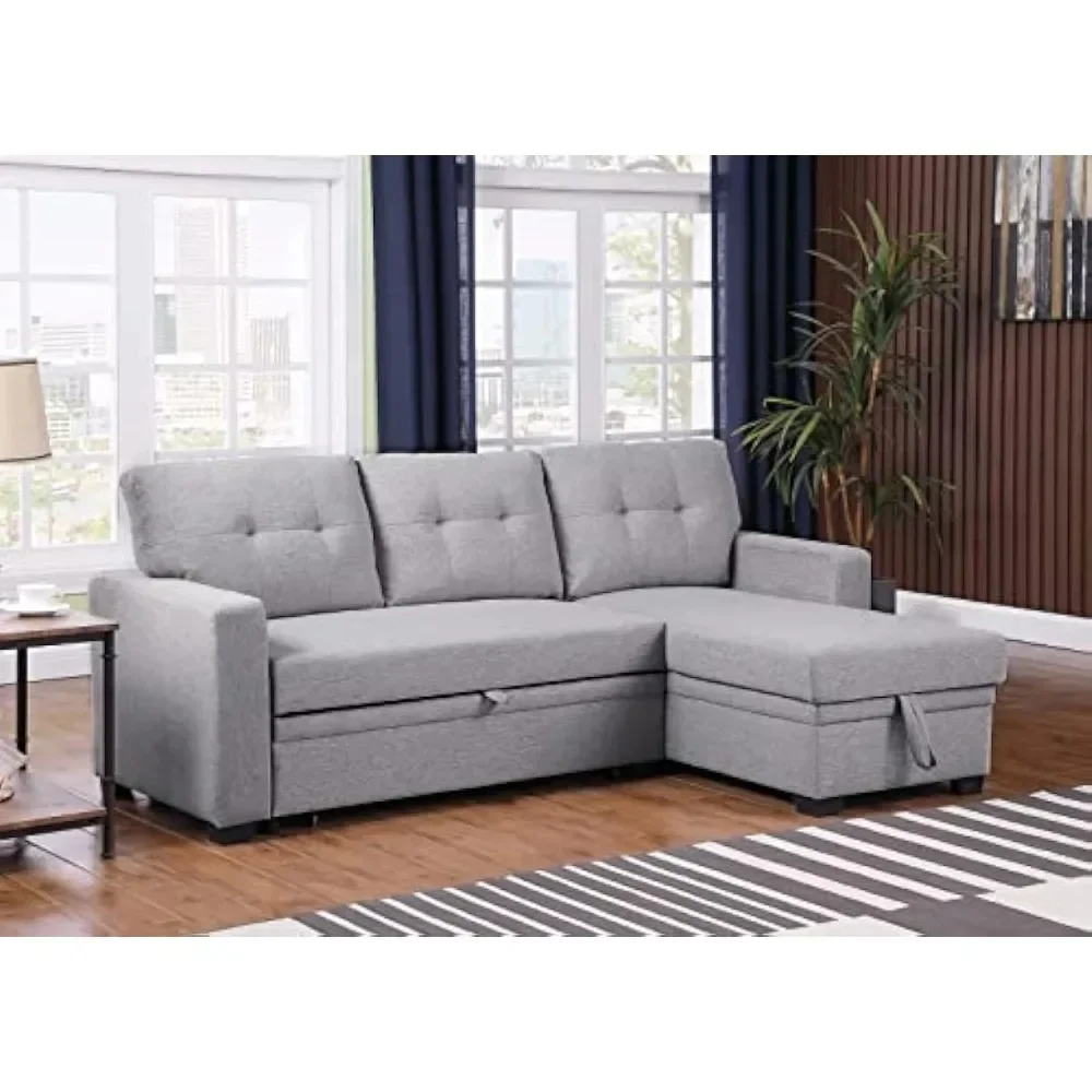 

L-образный диван для гостиной из полиэстера, секционный диван-трансформер, складной шезлонг с хранилищем, мебель ome, цвет серый