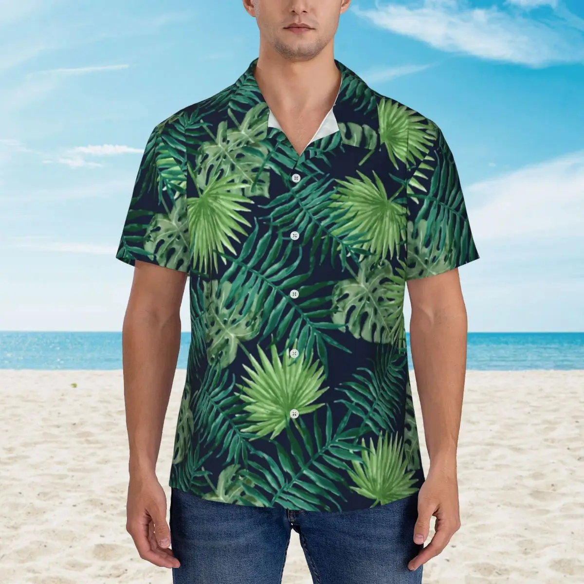 

Tropical Leaves Jungle Casual Shirt Palm Print Vintage Hawaiian Shirts Mens Short Sleeve Vacation Street Style Oversize Blouses