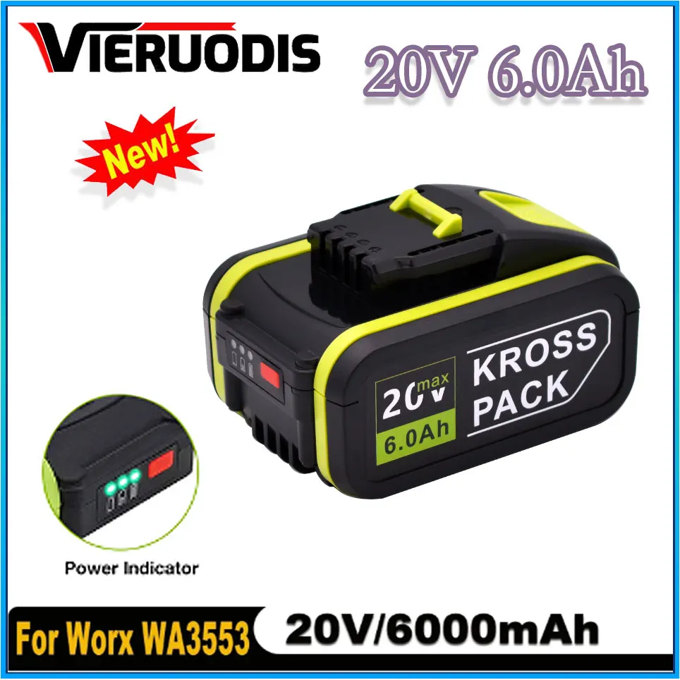 For Worx 20V 6.0AH Battery Li-ion Battery WA3553 WA3551 WA3551 WA3572 WA3553 WX390 WA3551 WX176 WX178 WU268 Drill Battery
For Worx 20V 6.0AH Battery Li-ion Battery WA3553 WA3551 WA3551 WA3572 WA3553 WX390 WA3551 WX176 WX178 WU268 Drill Battery