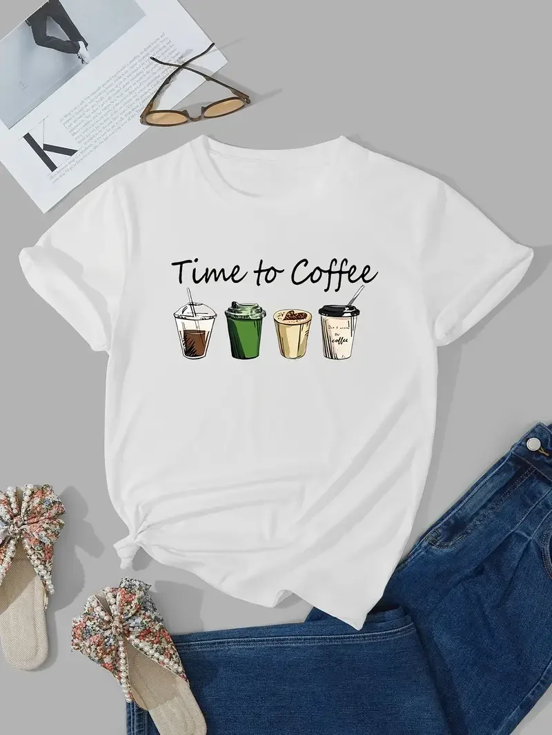 Time To Coffee Printed Short Sleeved Casual Women's Fashion Women's Pattern T-shirt Women's Printed Summer T-shirt
Time To Coffee Printed Short Sleeved Casual Women's Fashion Women's Pattern T-shirt Women's Printed Summer T-shirt