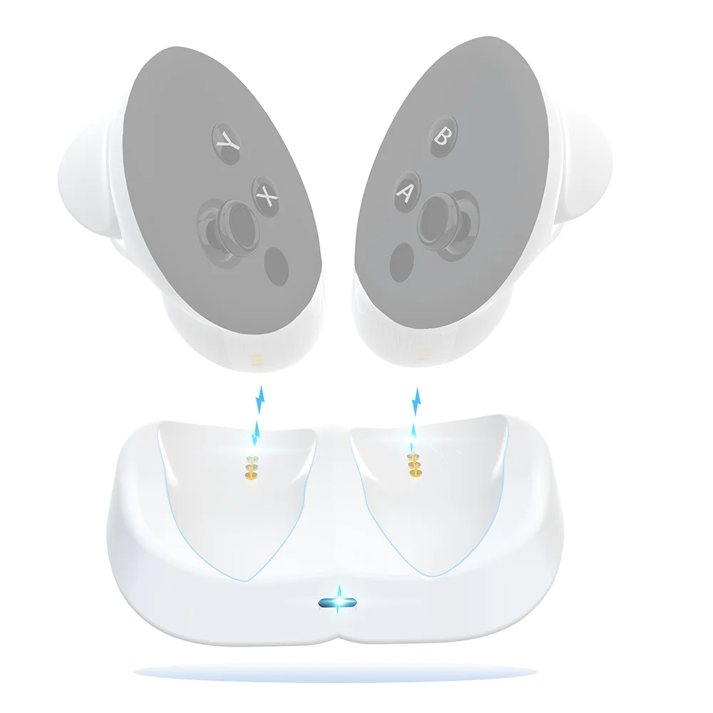 С беспроводной зарядной док-станцией для батареи meta quest 3 контроллер поддерживает 2 контроллера
С беспроводной зарядной док-станцией для батареи meta quest 3 контроллер поддерживает 2 контроллера