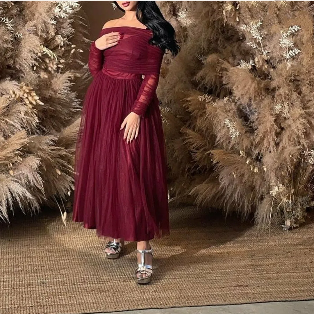 Elegant Short Boat Neck Tulle Evening Dresses A-Line فساتين سهرة Prom Dress Pleated Ankle Length платье на выпускной платье
Elegant Short Boat Neck Tulle Evening Dresses A-Line فساتين سهرة Prom Dress Pleated Ankle Length платье на выпускной платье